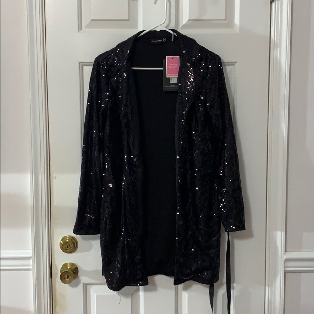 Longline sequin blazer